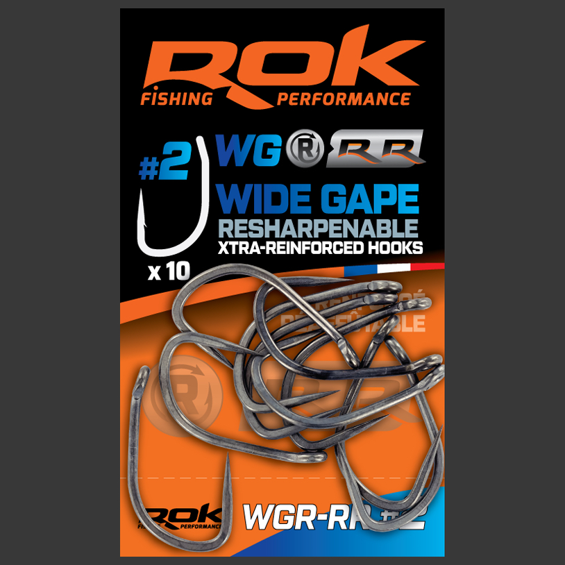 WIDE GAPE RESHARPENABLE REINFORCED HOOKS